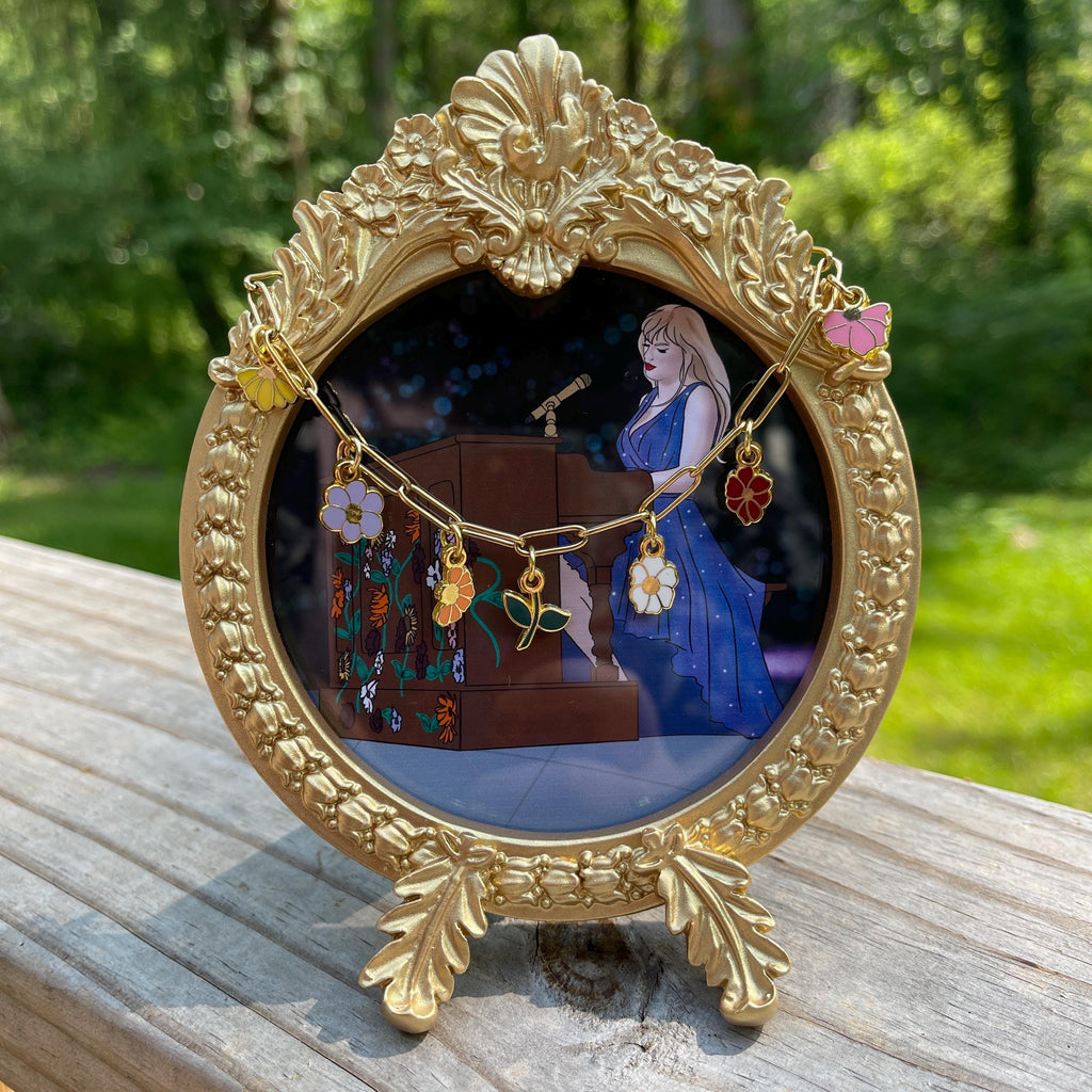 Piano Flower Hard Enamel Charm Bracelet