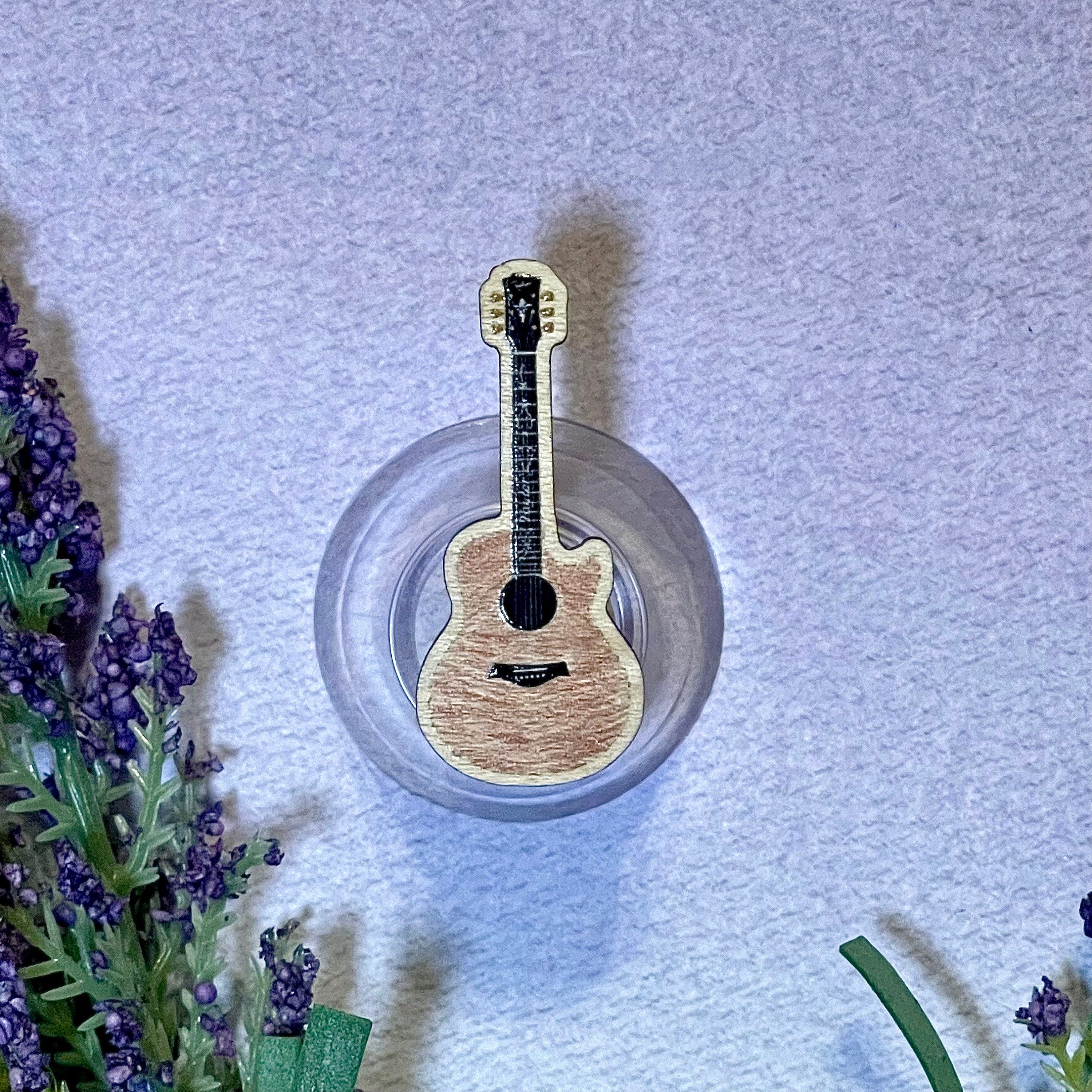 Wooden Guitar Surprise Song 1.5 inch Pin