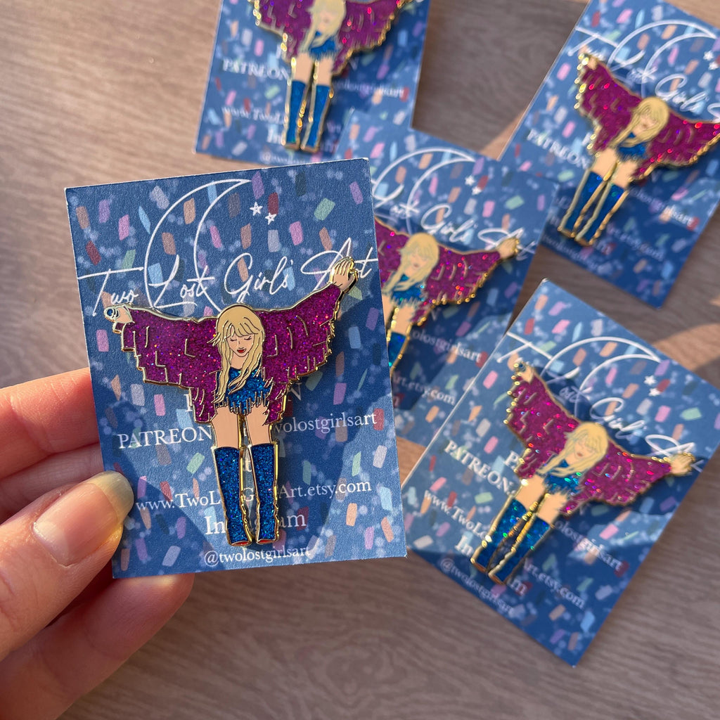 Final Bow 2 inch Glitter Hard Enamel Pin