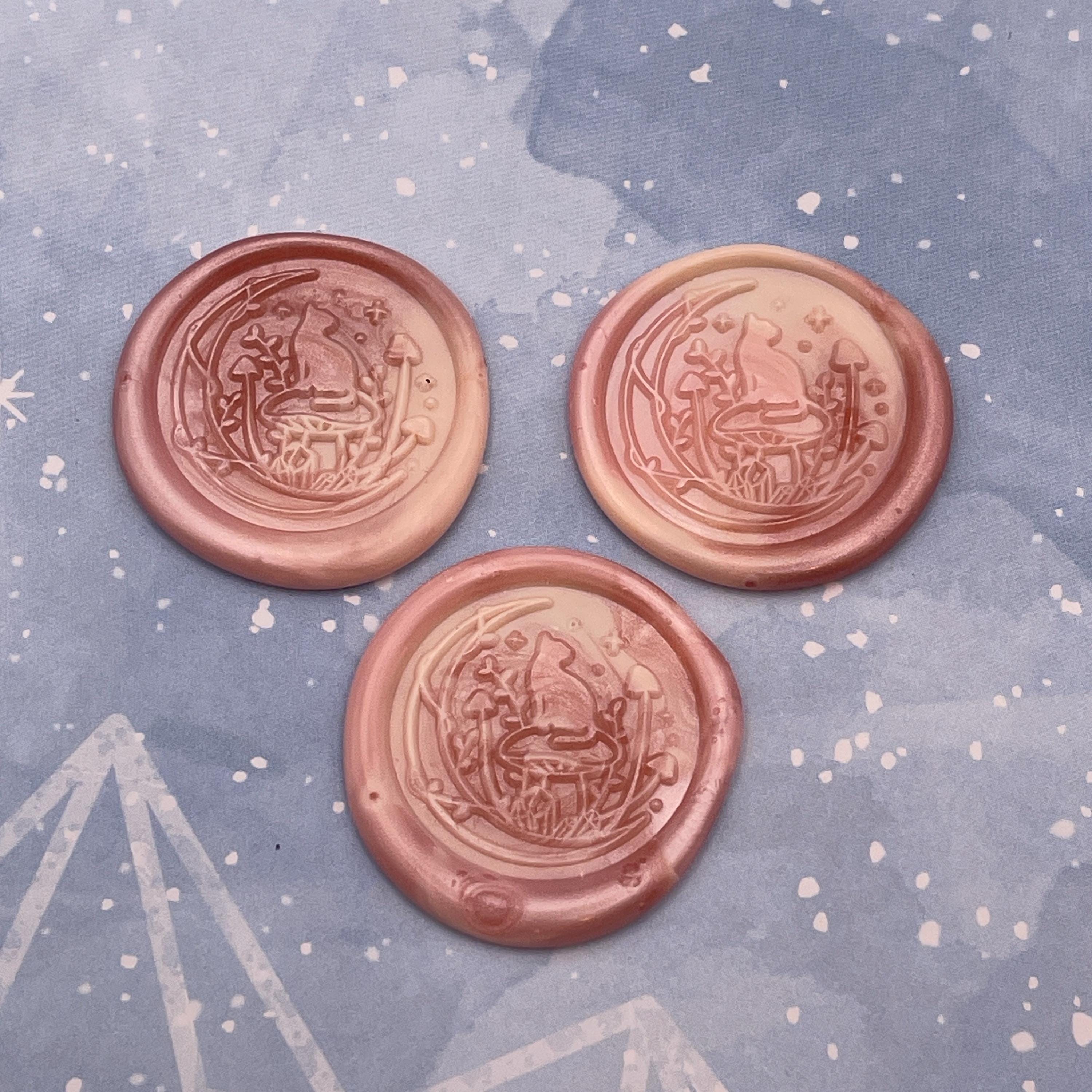 Moon and Cat Wax Seal Stickers