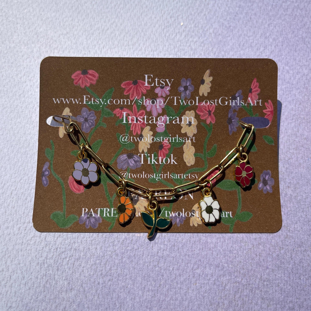 Piano Flower Hard Enamel Charm Bracelet