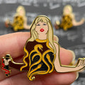 Gold Rep Snake 2 inch Glitter Hard Enamel Pin