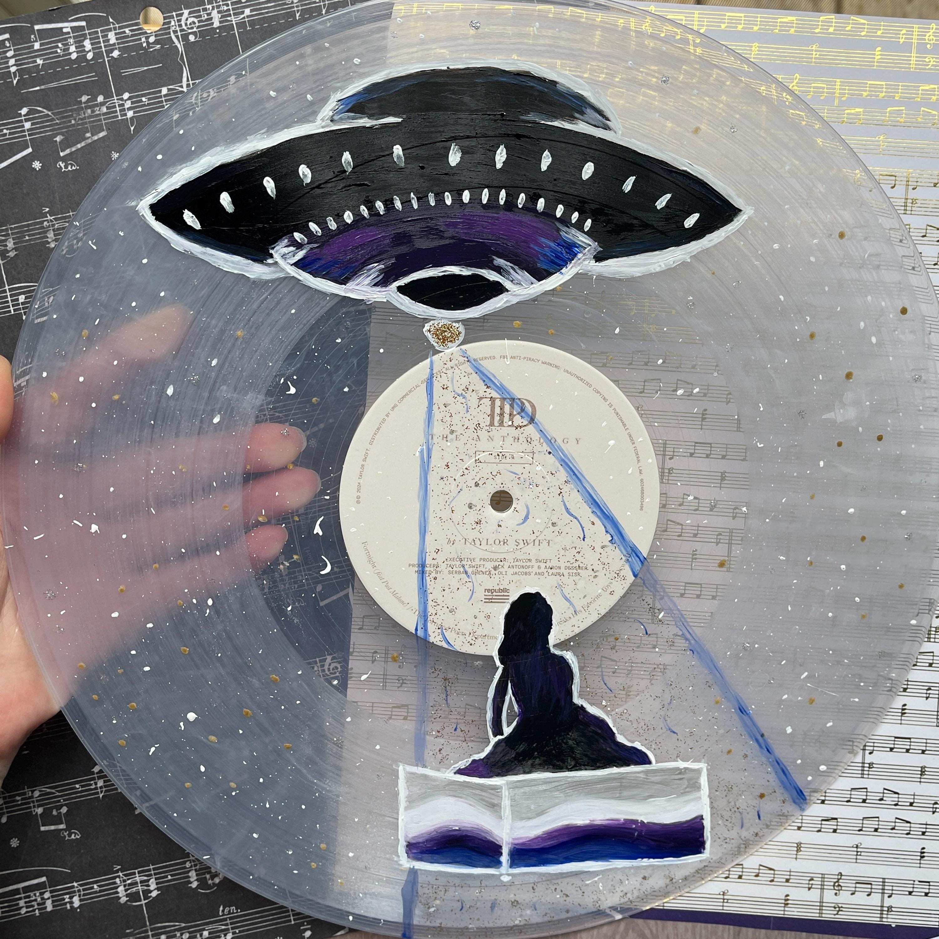 Glitter Spaceship Hand Painted Vinyl Record