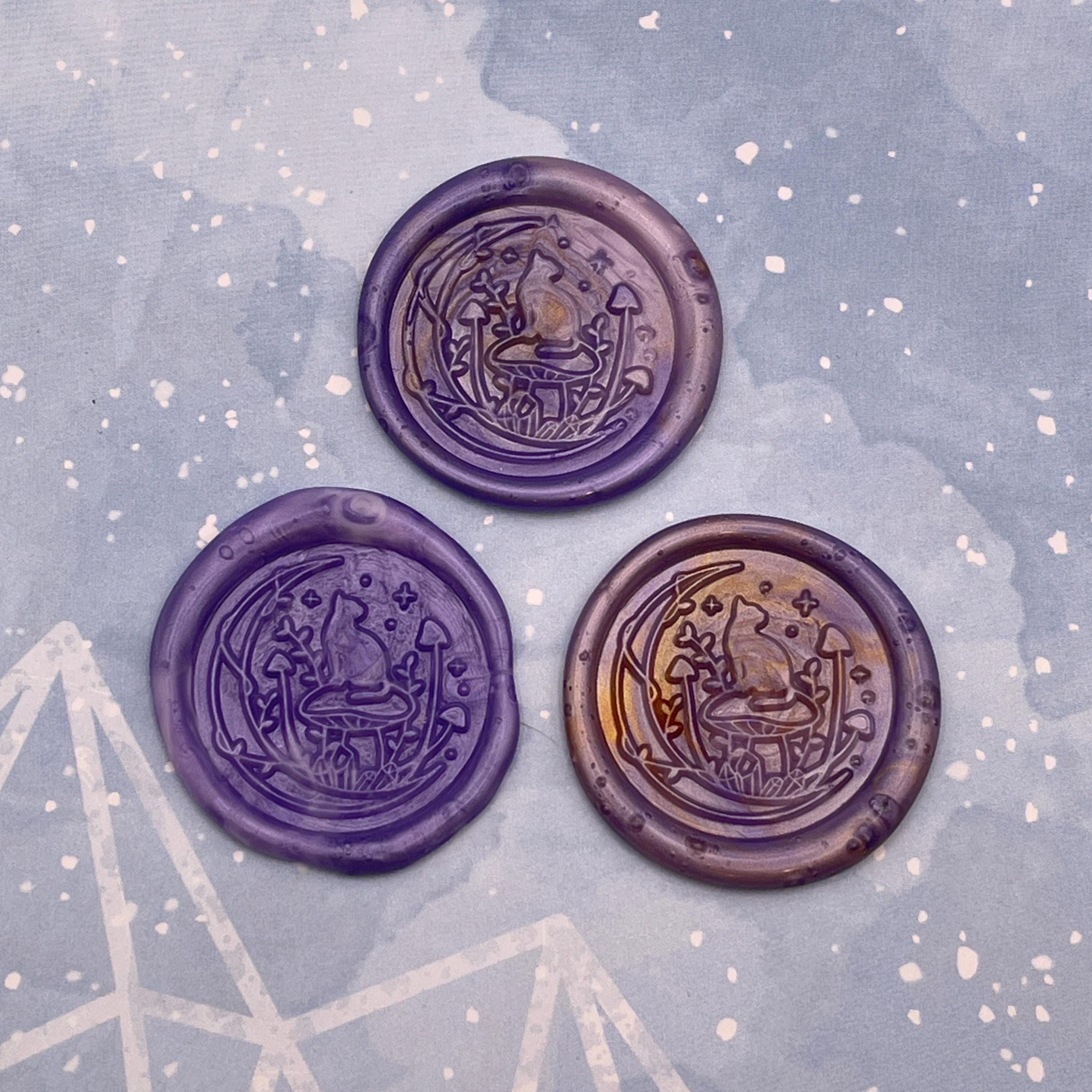 Moon and Cat Wax Seal Stickers