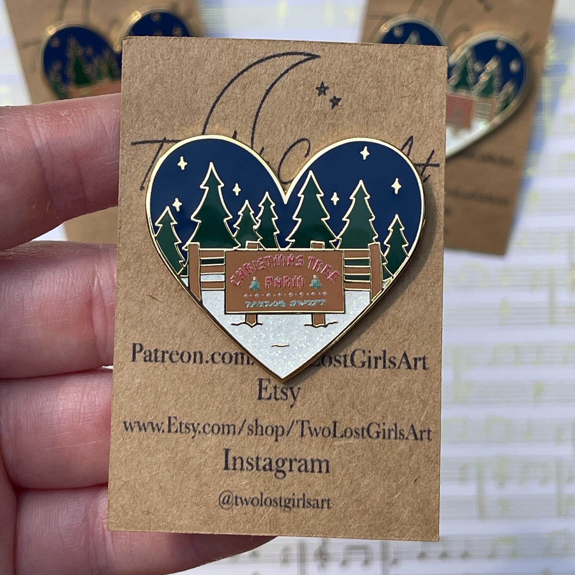 Christmas Tree Farm Heart Pin