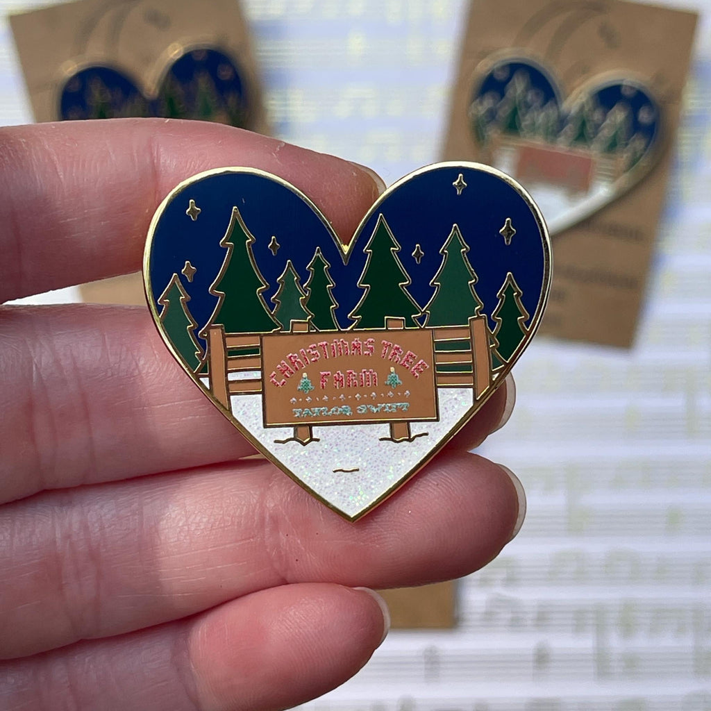 Christmas Tree Farm Heart Pin