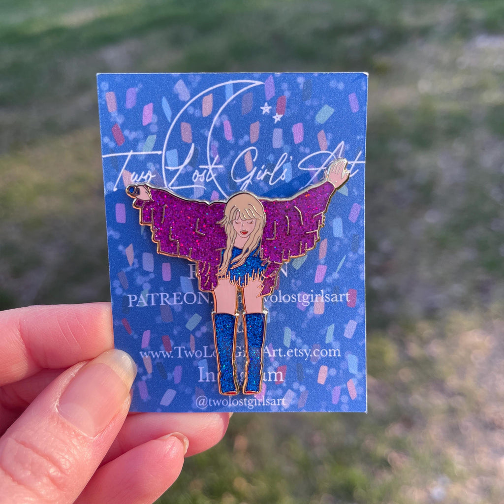 Final Bow 2 inch Glitter Hard Enamel Pin