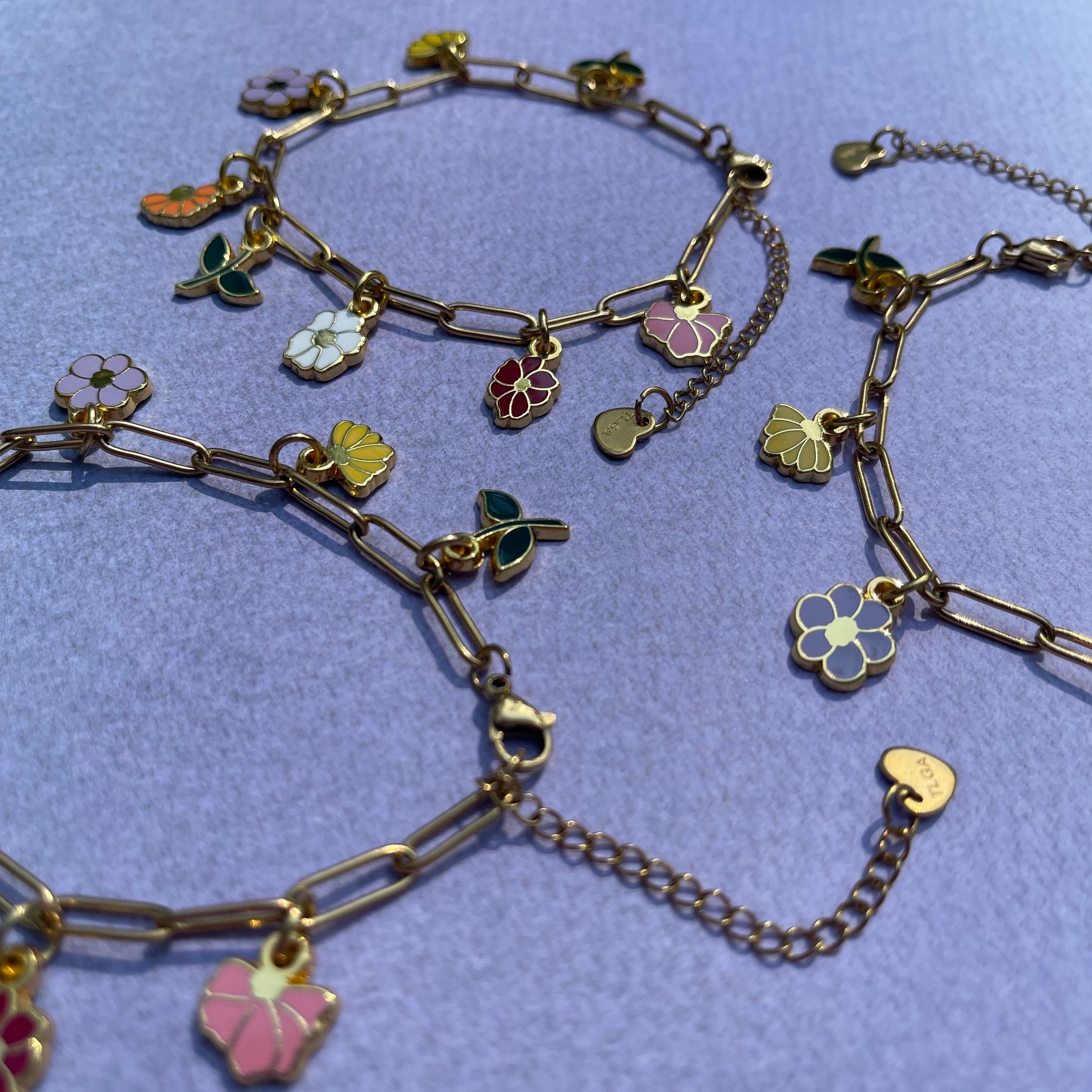 Piano Flower Hard Enamel Charm Bracelet