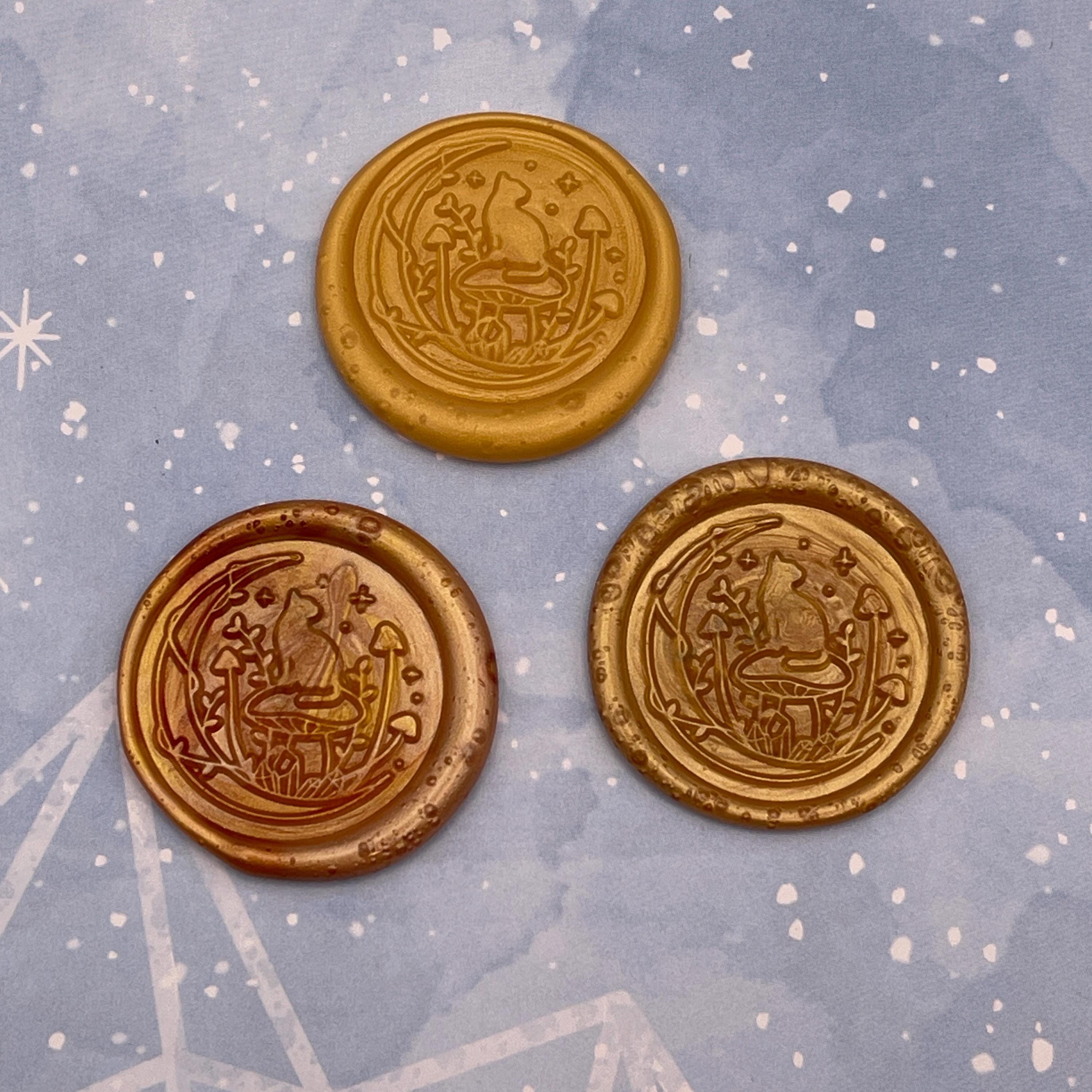 Moon and Cat Wax Seal Stickers